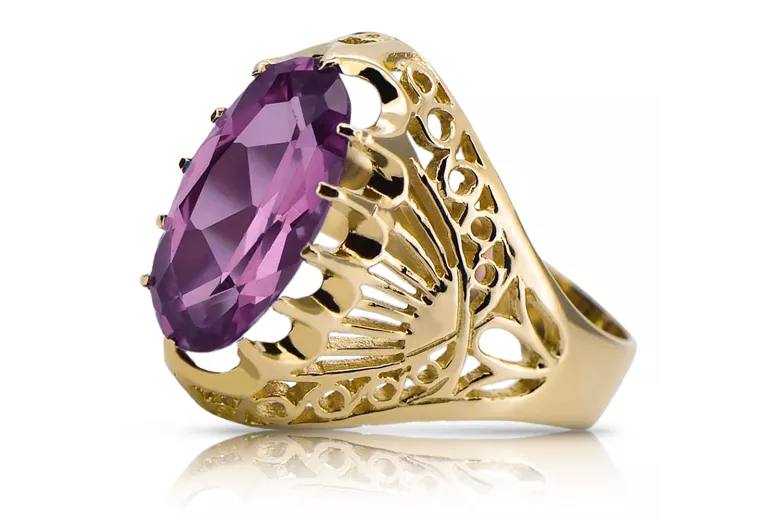 14K Yellow gold Amethyst Ring Vintage Jewlery vrc020y